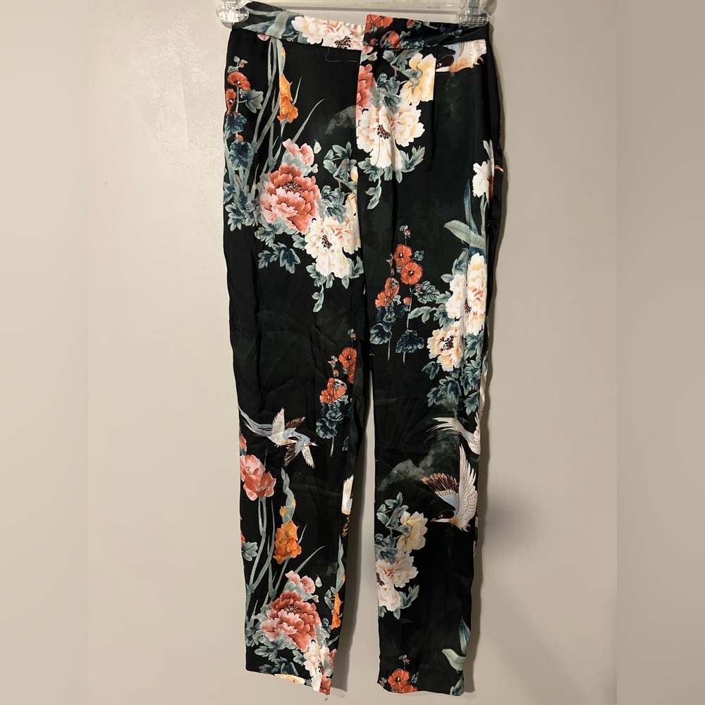 Zara Floral Silk Pants/ trouser